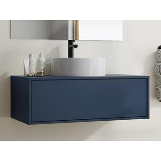 Vente-unique Mobile per bagno sospeso colore con lavabo singolo tondo 94 cm  Blu notte - TEANA II  