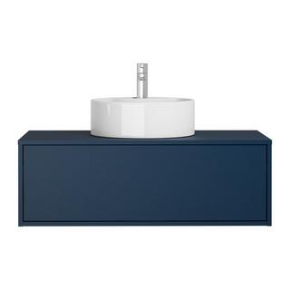 Vente-unique Mobile per bagno sospeso colore con lavabo singolo tondo 94 cm  Blu notte - TEANA II  