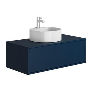 Vente-unique Mobile per bagno sospeso colore con lavabo singolo tondo 94 cm  Blu notte - TEANA II  