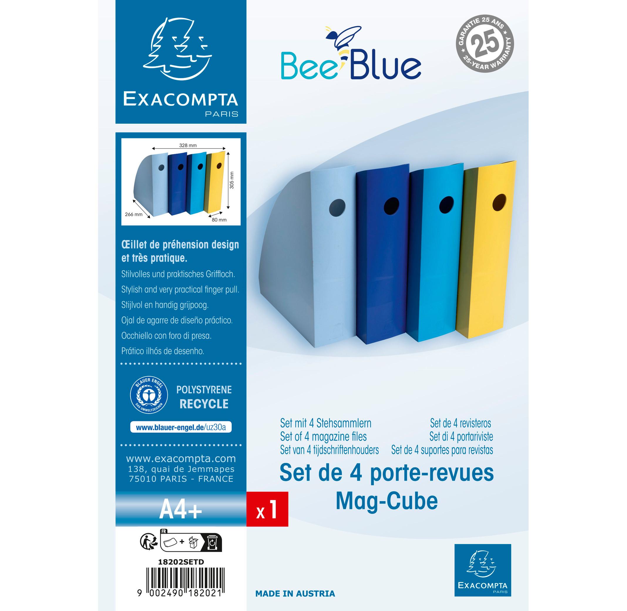 Exacompta Set 4 portariviste Mag-Cube Bee Blue  