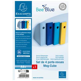 Exacompta Set de 4 porte-revues Mag-Cube Bee Blue  