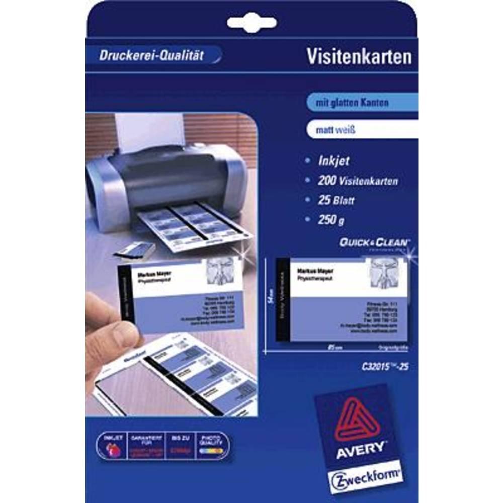 Avery-Zweckform Biglietti da visita stampabili, bordi lisci 85 x 54 mm Bianco 200 pz. Formato carta: DIN A4  