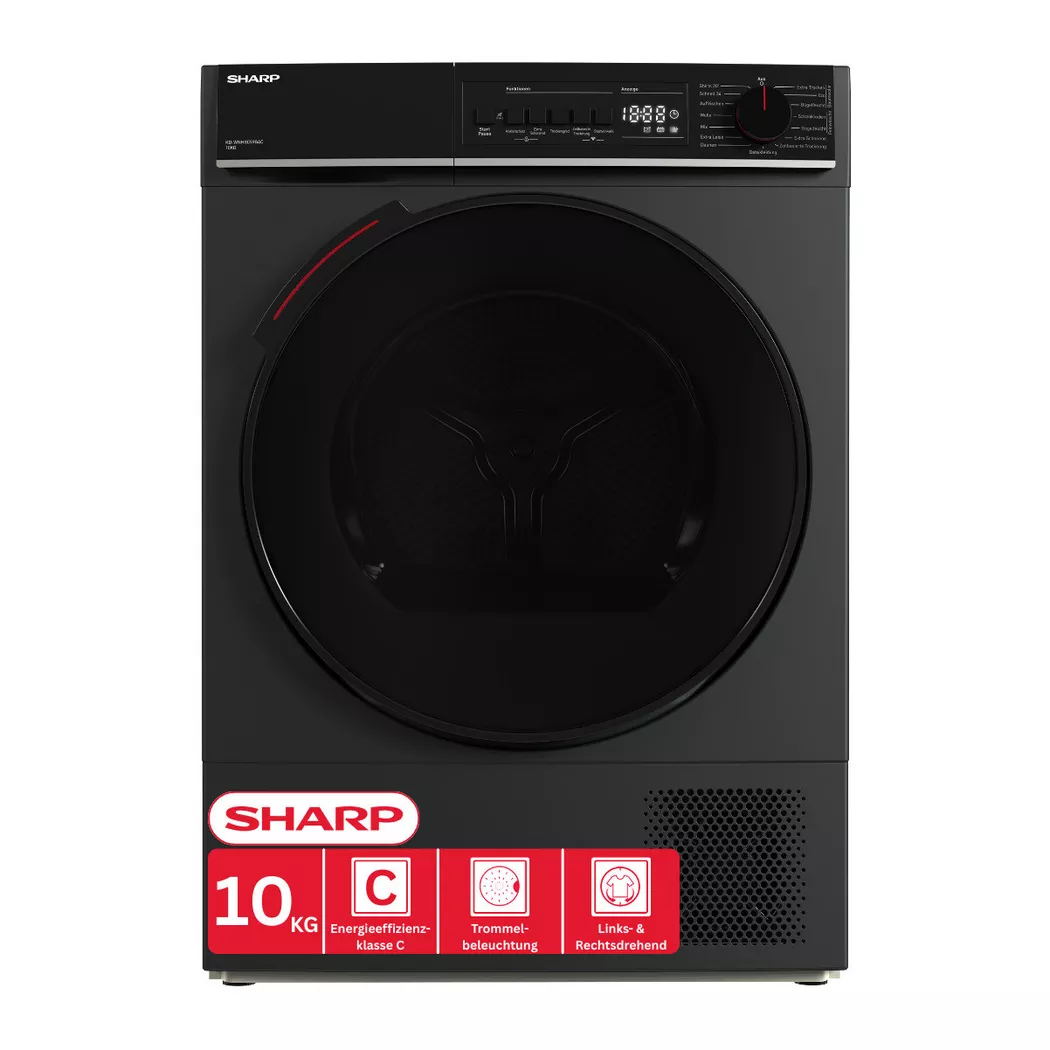 Sharp KD-WNHB0S9GAC Wäschetrockner Freistehend Frontlader 10 kg Schwarz