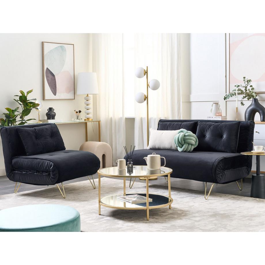 Beliani Divano letto en Velluto Glamour VESTFOLD  