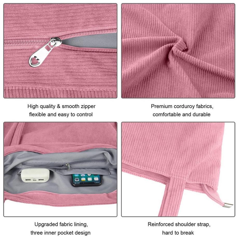 Only-bags.store Grosse Cord Shopper Umhängetasche mit Reissverschluss  