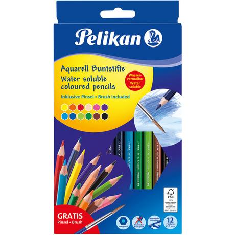 Pelikan PELIKAN Aquarellstifte mit Pinsel 700672 12 Farben  