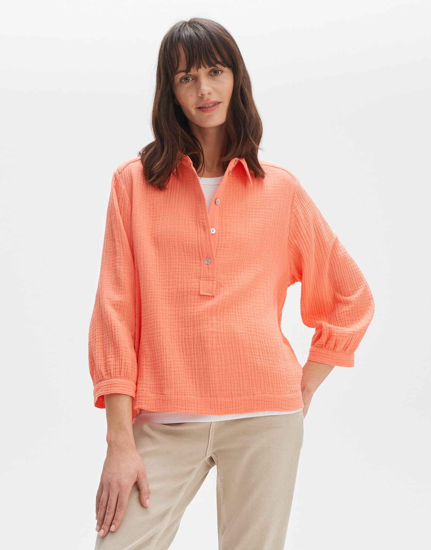 Image of Hemdbluse Fukida Gerader Schnitt Damen Lachs 36