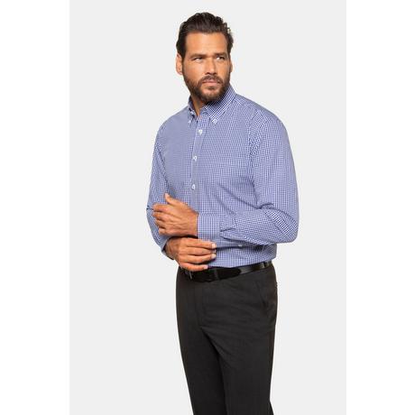 JP1880  Camicia per business-attire con vestibilità comoda e quadretto vichy azzurro 