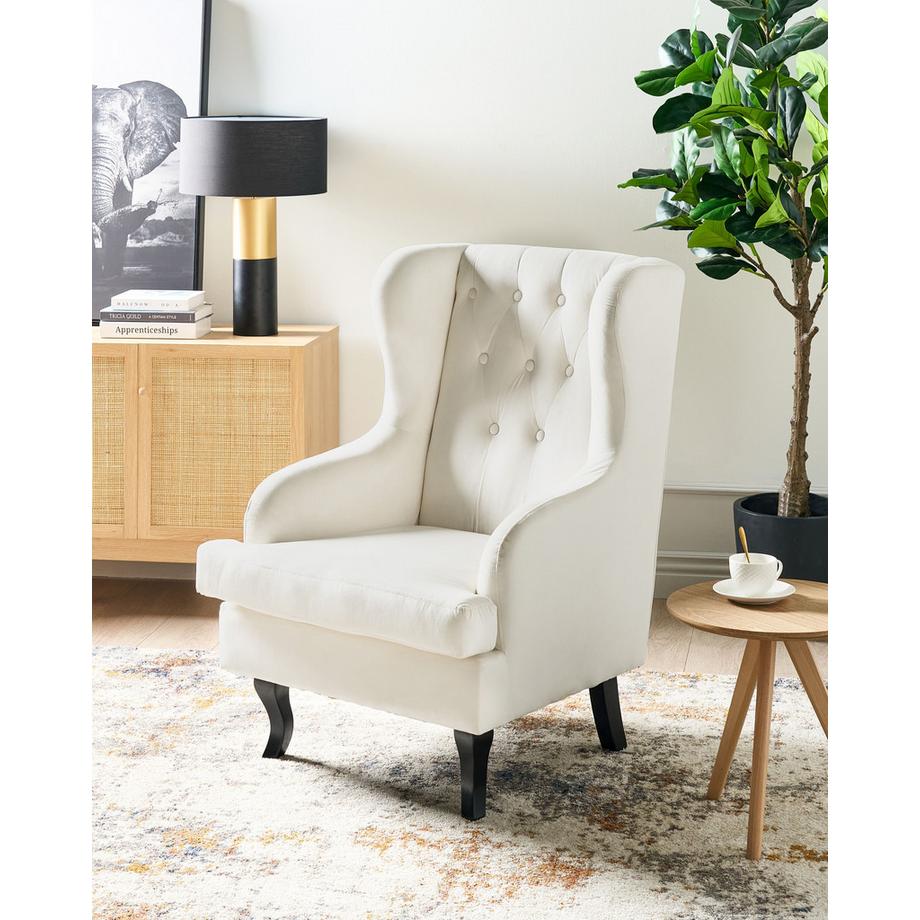 Beliani Fauteuil à oreilles en Velours Rétro ALTA  