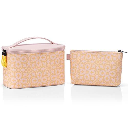 Image of Kulturtasche 2 Stück, Kosmetiktasche Leder, Tragbare Kulturtasche, Schminktasche Kosmetiktasche Unisex Orange ONE SIZE