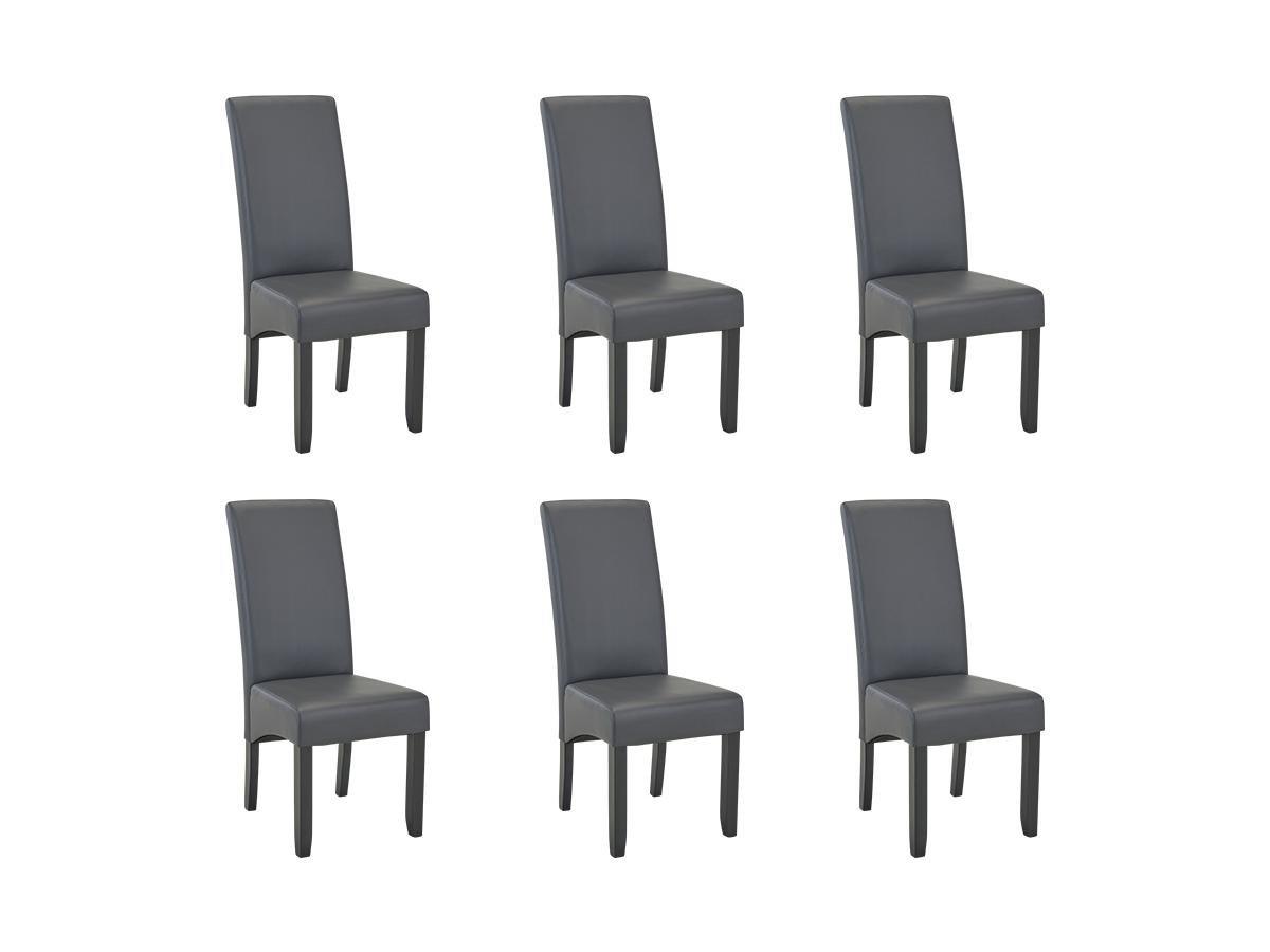 Vente-unique Lot de 6 chaises ROVIGO Simili mat Pieds bois  