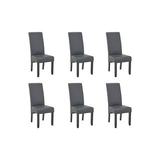 Vente-unique Lot de 6 chaises ROVIGO Simili mat Pieds bois  