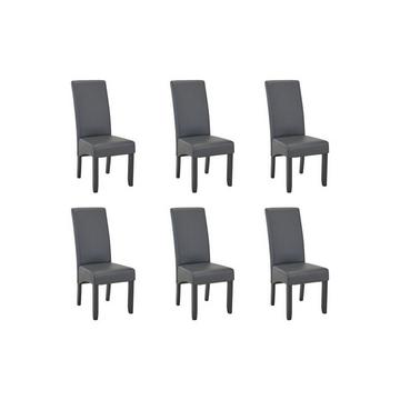 Lot de 6 chaises ROVIGO Simili mat Pieds bois