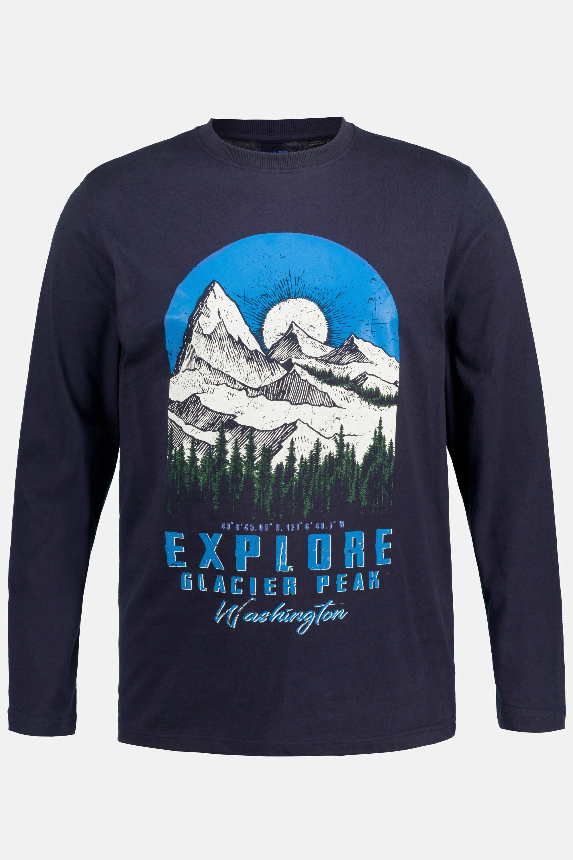 JP1880  Maglia con stampa ispirata alle montagne "Explore" e maniche lunghe 