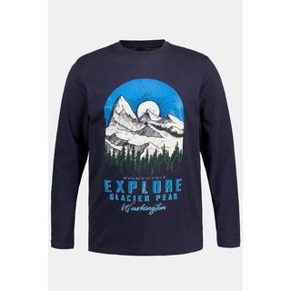 JP1880  Maglia con stampa ispirata alle montagne "Explore" e maniche lunghe 