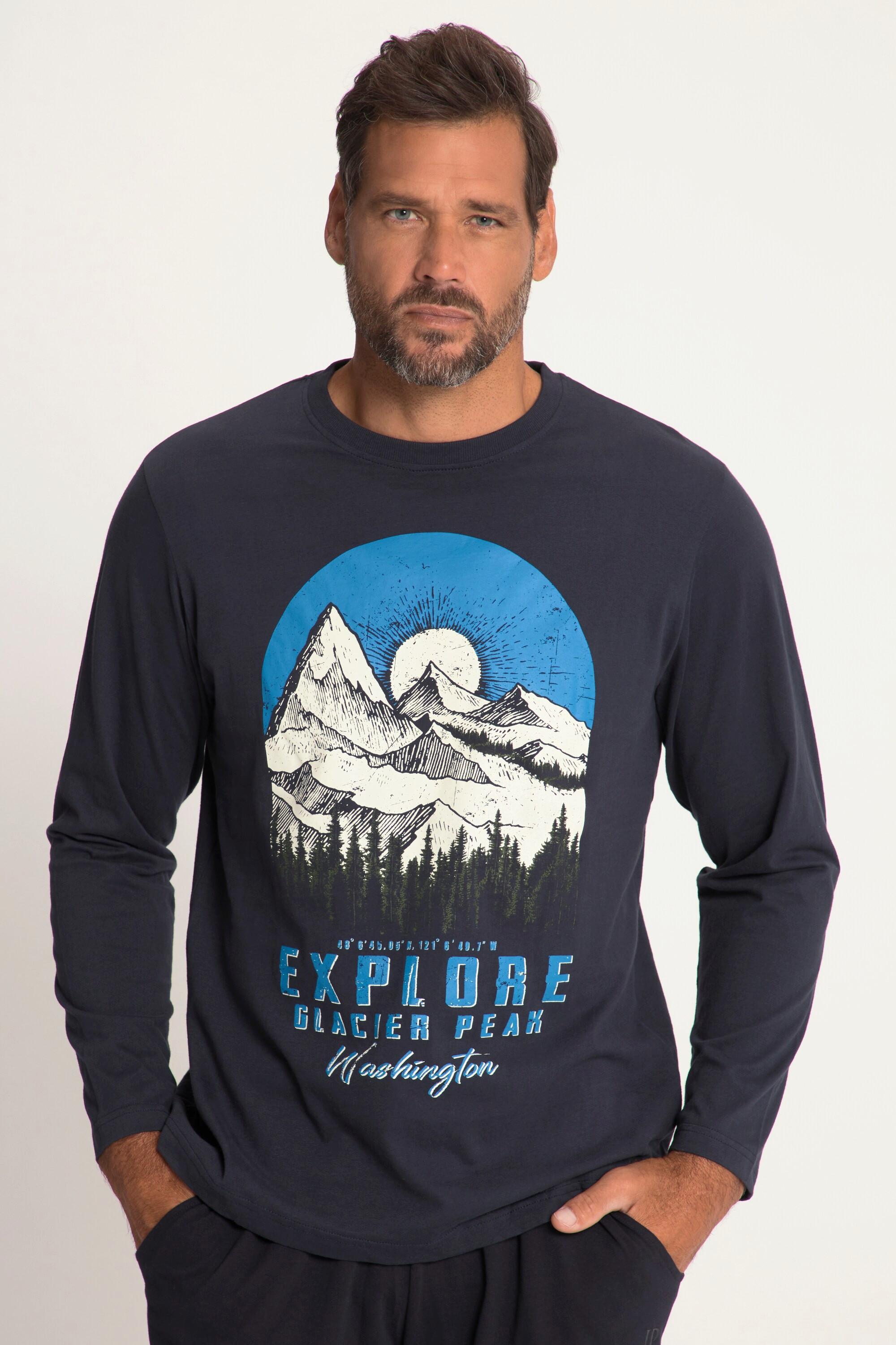 JP1880  Maglia con stampa ispirata alle montagne "Explore" e maniche lunghe 