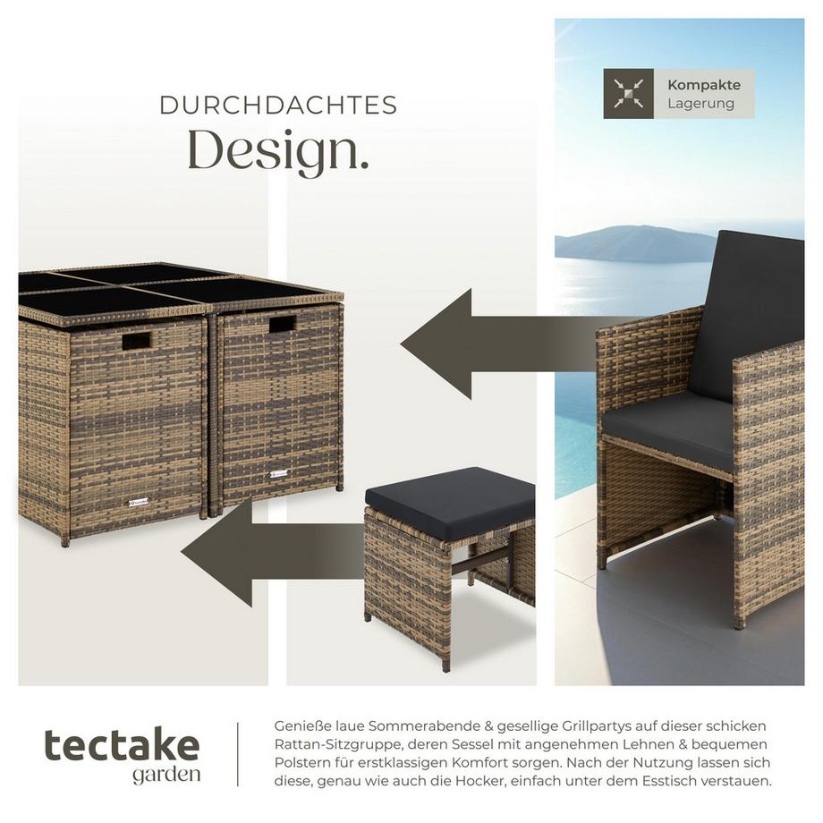 Tectake Rattan Sitzgruppe Bilbao für 4 bis 8 Personen widerstandsfähig  