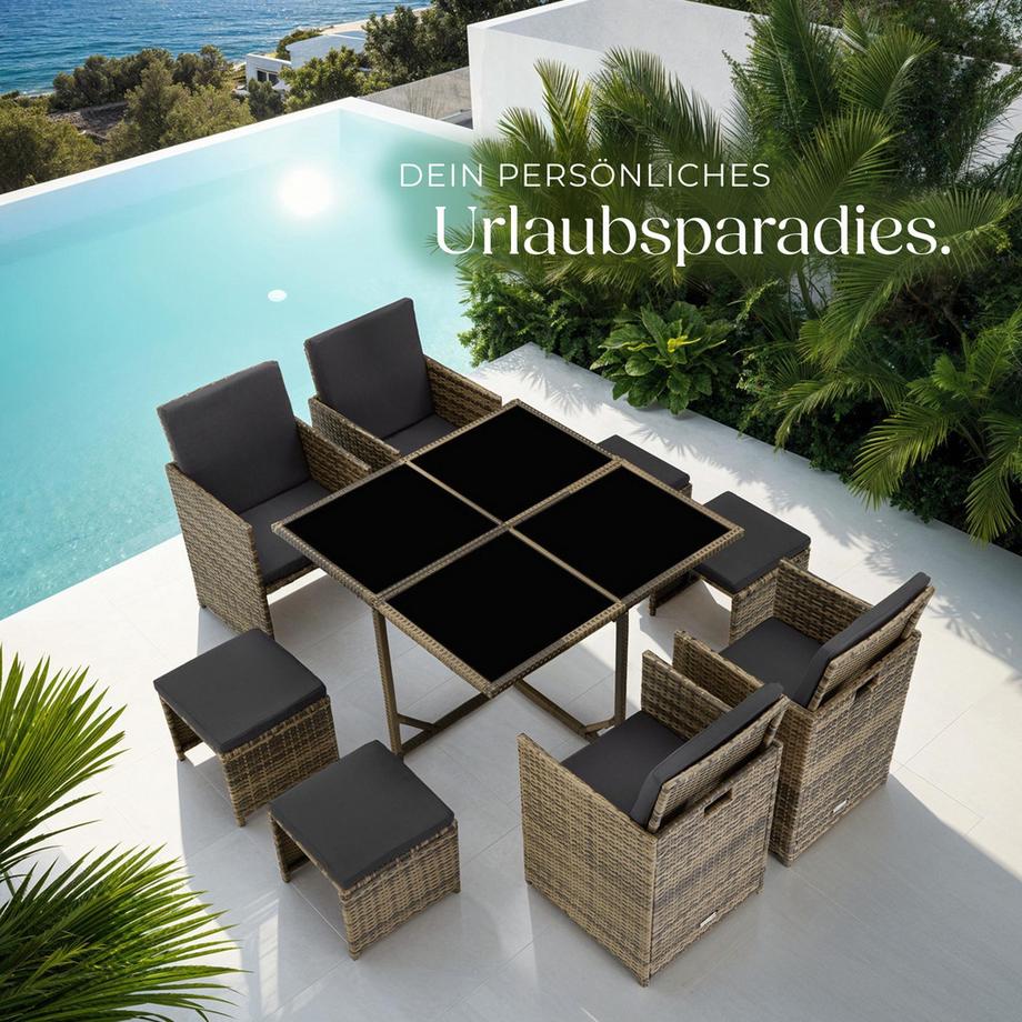 Tectake Salon de jardin BILBAO pour 4 à 8 personnes  