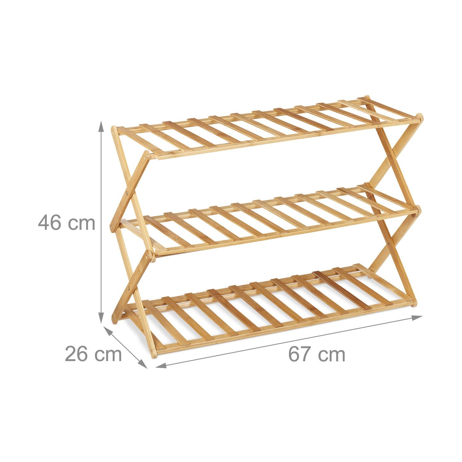 B2X Étagère à chaussures pliable en bambou  