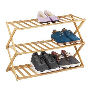 B2X Étagère à chaussures pliable en bambou  