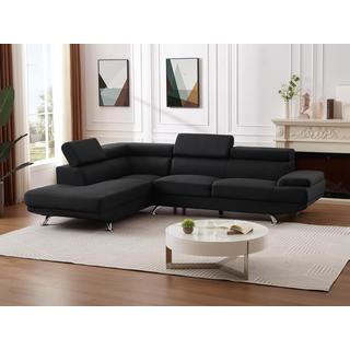 Vente-unique Ecksofa - Ecke Links - Stoff - Schwarz - ROMAIN II  