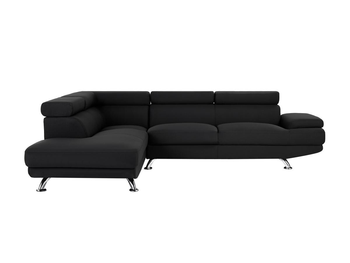 Vente-unique Ecksofa - Ecke Links - Stoff - Schwarz - ROMAIN II  