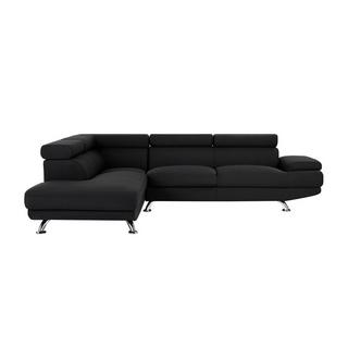 Vente-unique Ecksofa - Ecke Links - Stoff - Schwarz - ROMAIN II  