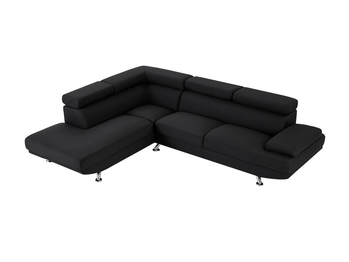 Vente-unique Ecksofa - Ecke Links - Stoff - Schwarz - ROMAIN II  