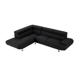 Vente-unique Ecksofa - Ecke Links - Stoff - Schwarz - ROMAIN II  