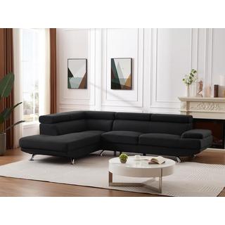 Vente-unique Ecksofa - Ecke Links - Stoff - Schwarz - ROMAIN II  