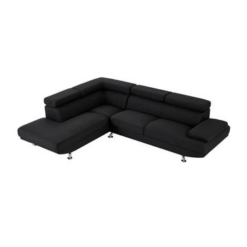 Ecksofa - Ecke Links - Stoff - Schwarz - ROMAIN II