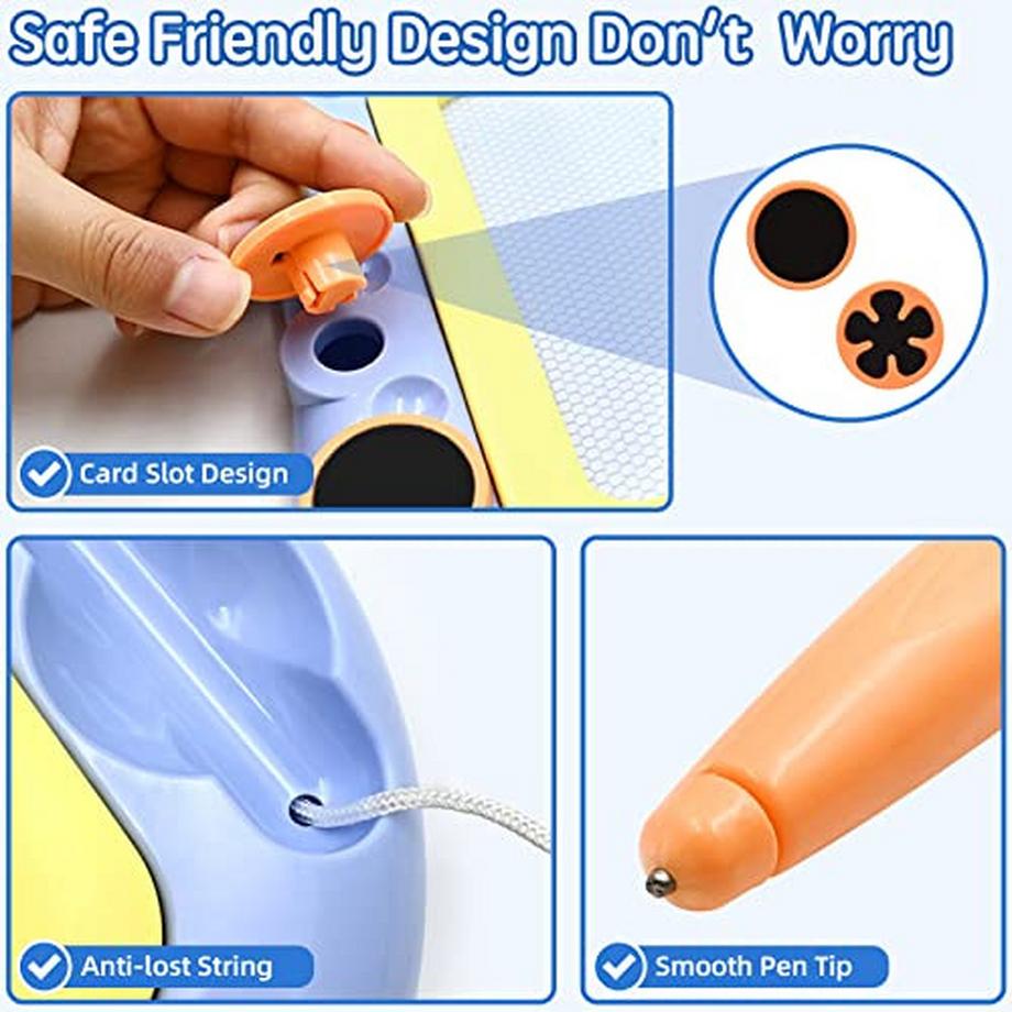 Activity-board  Zaubertafel mit Rückwand, Magnetische Zeichentafel für Kinder, Skizzenbrett, abwischbar, kreatives Spielzeug mit 2 Stempeln für Geburtstagsgeschenke für Kinder (blau) 