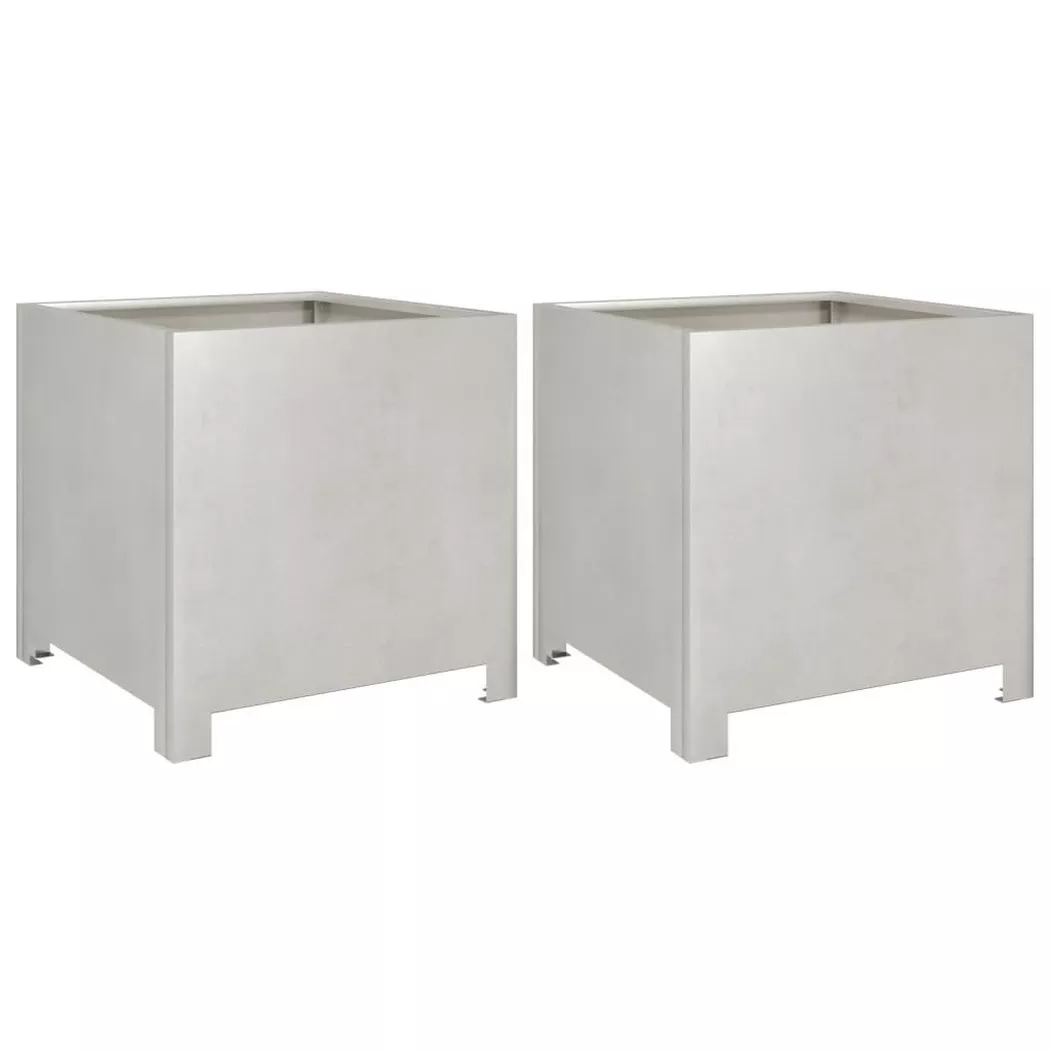 VidaXL - Pflanzkübel stahl, One Size, Silber