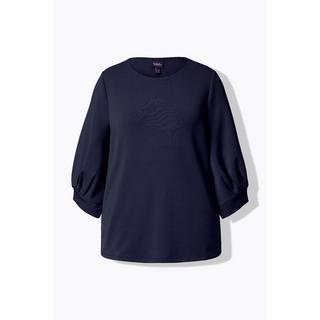 Ulla Popken Sweatshirt Zierfalten Rundhals 3/4-Ballonärmel  