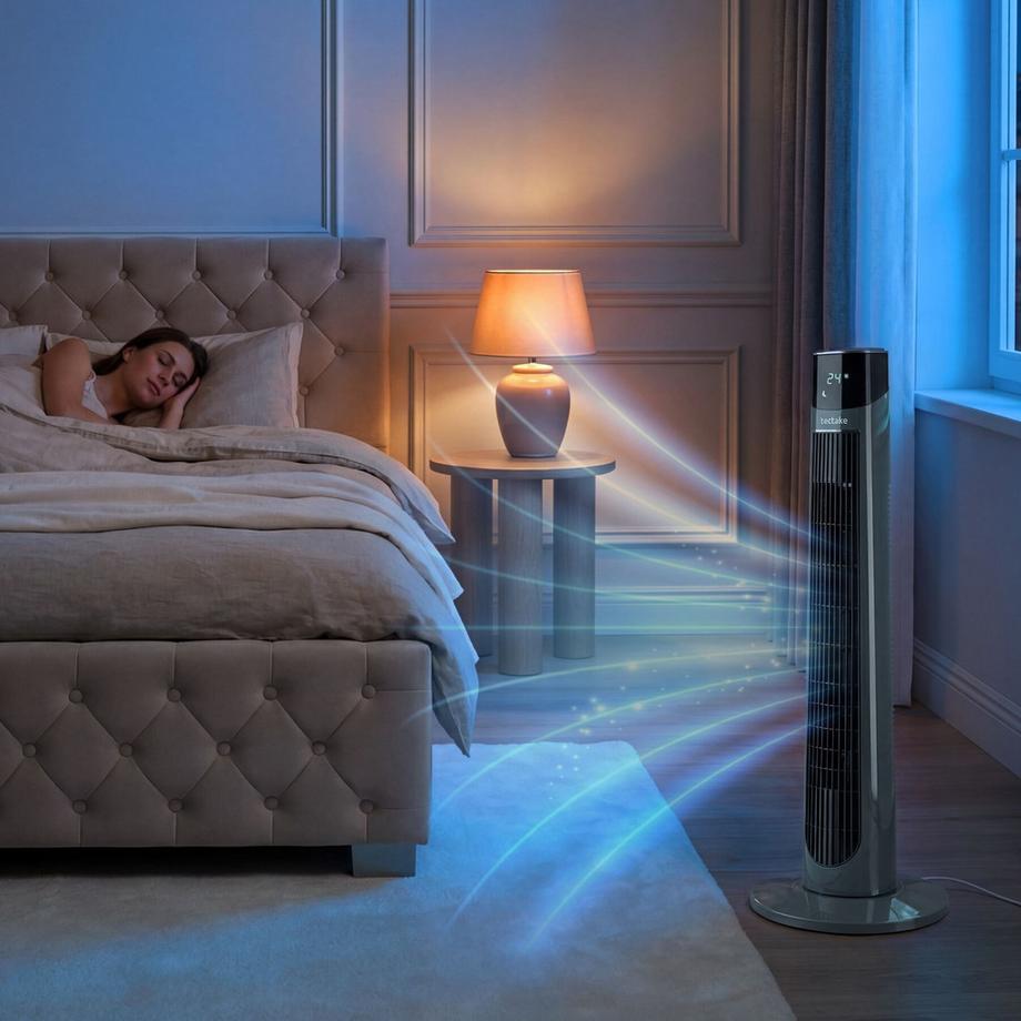Tectake Ventilateur Colonne Arktis, oscillation, multiples modes, minuterie programmable, écran tactile  