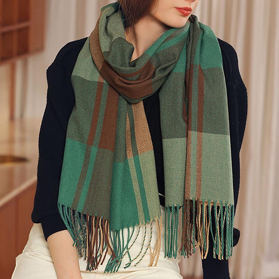 Only-bags.store Sciarpa Lavorata a Maglia a Quadri  