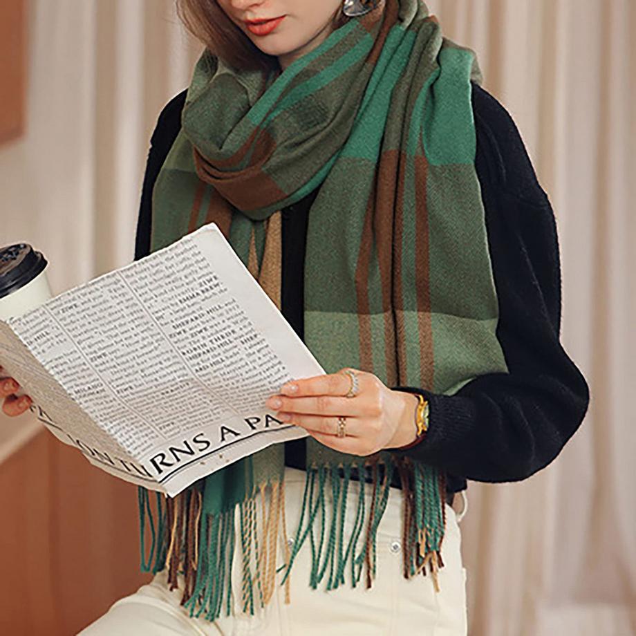 Only-bags.store Sciarpa Lavorata a Maglia a Quadri  