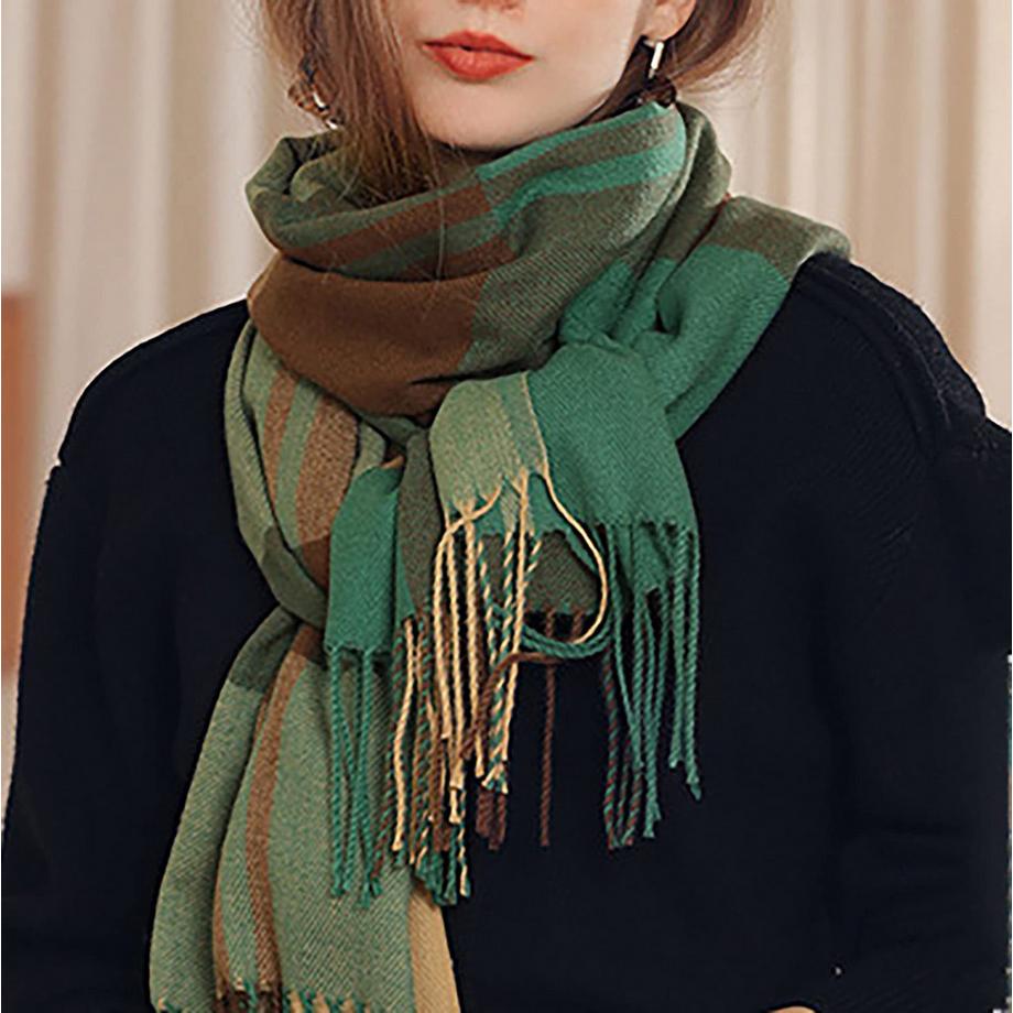 Only-bags.store Sciarpa Lavorata a Maglia a Quadri  