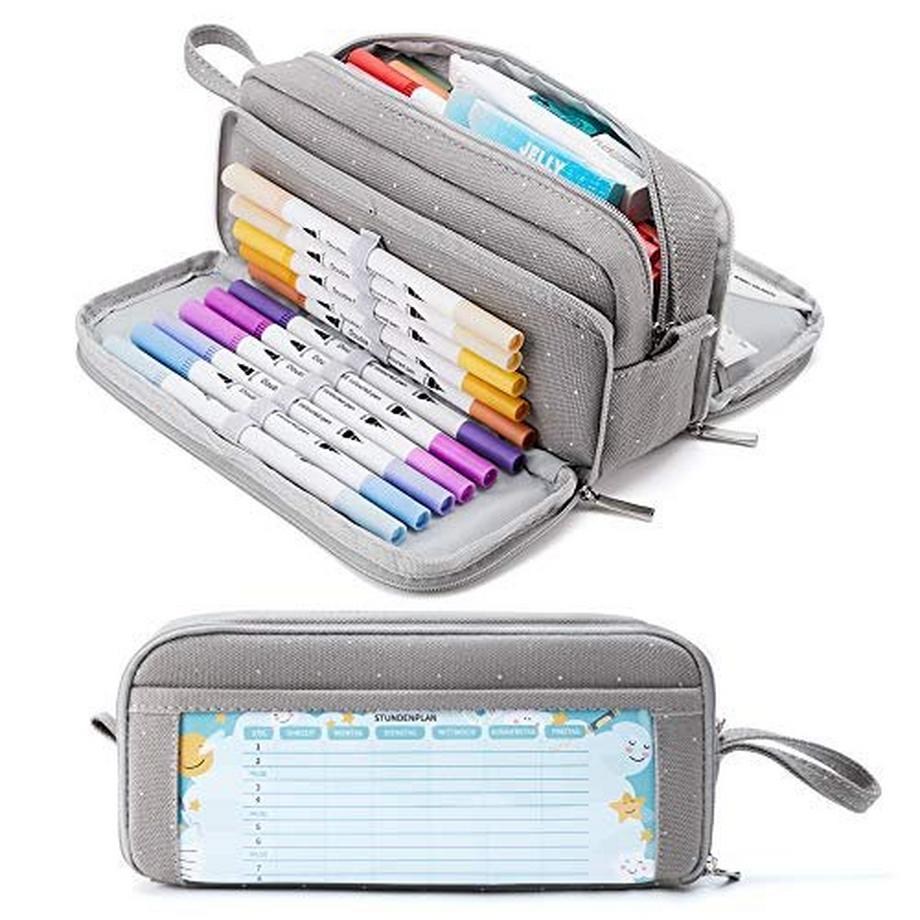 Only-bags.store  Trousse à crayons avec 3 compartiments, grande capacité, trousse à crayons, trousse à crayons pour l'école et le bureau 