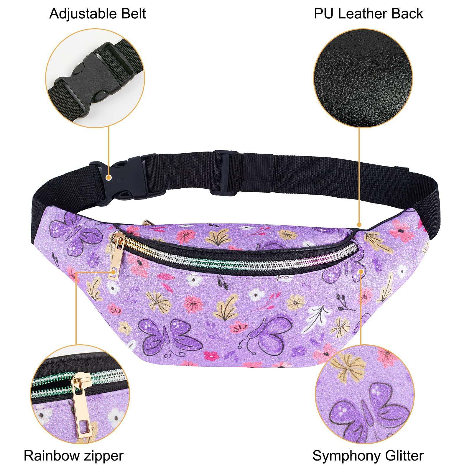 Only-bags.store Kinder Glitzer Sport Bauchtasche mit Lederimitat  