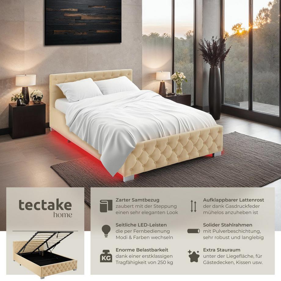 Tectake Letto trapuntato Venezia Effetto velluto con motivo trapuntato  