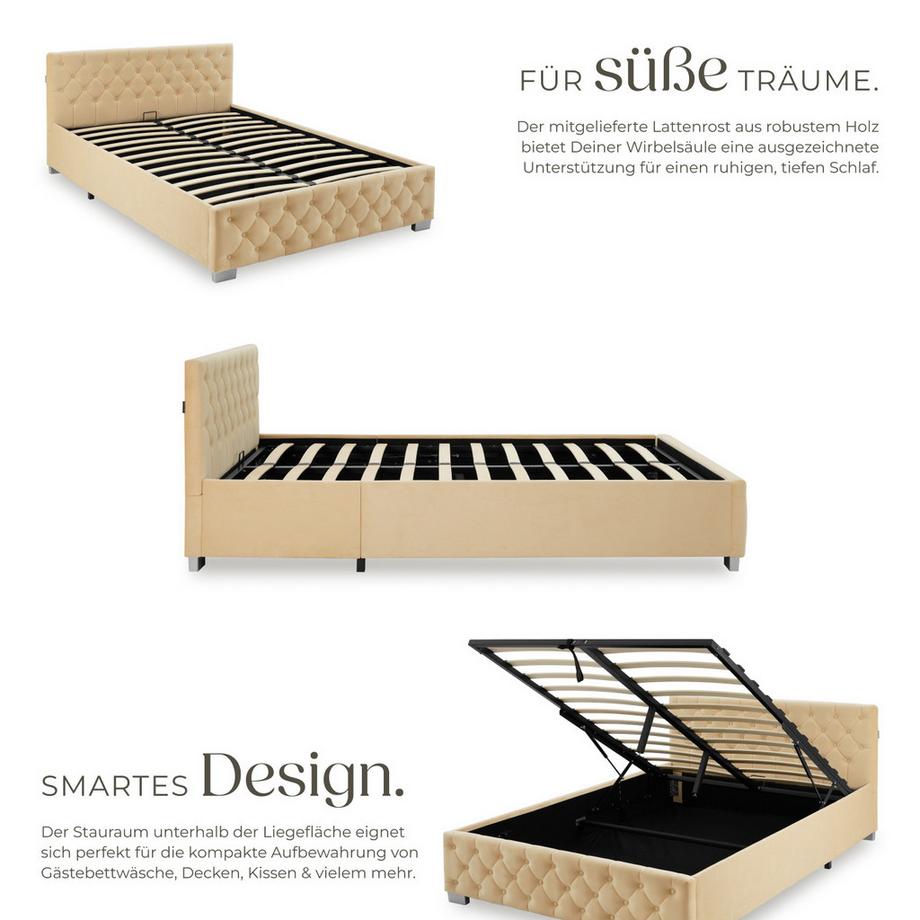 Tectake Letto trapuntato Venezia Effetto velluto con motivo trapuntato  