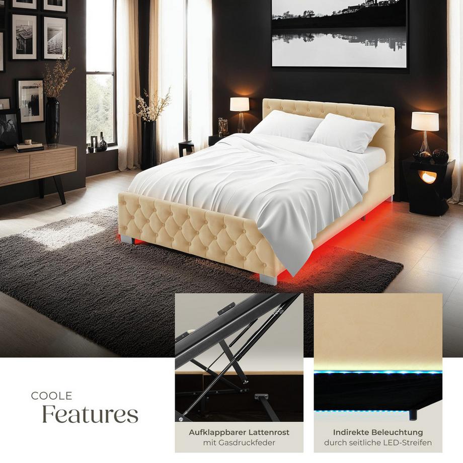 Tectake Letto trapuntato Venezia Effetto velluto con motivo trapuntato  