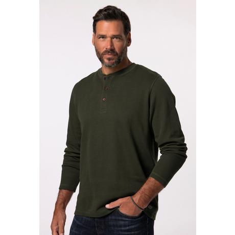 JP1880  Henley, Langarm, Piqué 