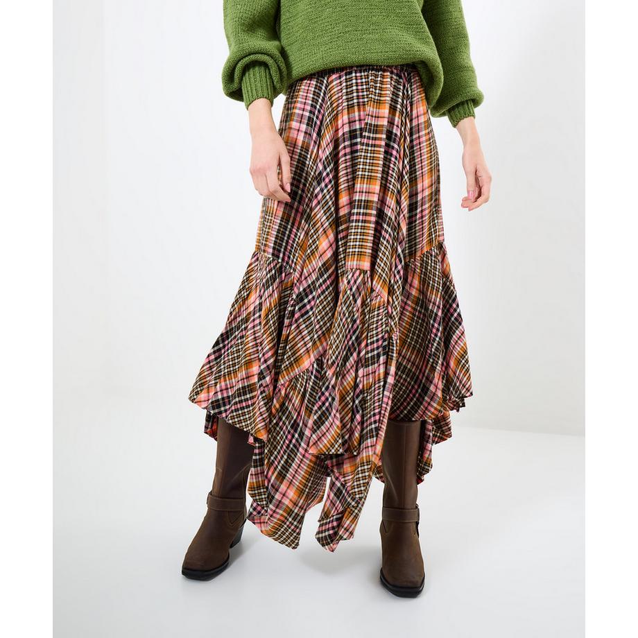 Joe Browns Pink karierter Rock mit Dippy-Saum  