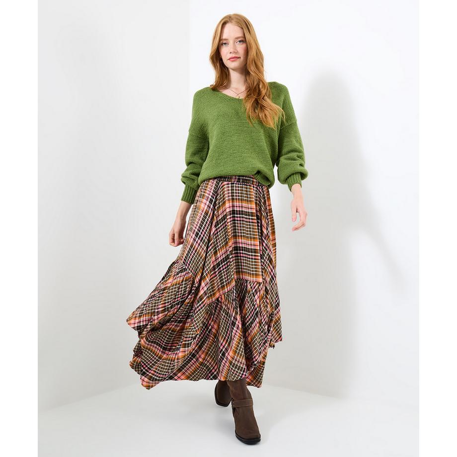 Pink karierter Rock mit Dippy-Hem