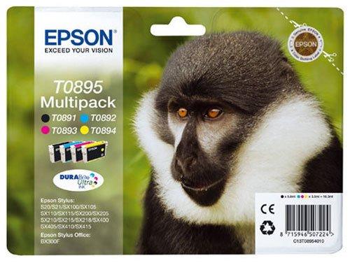 Image of EPSON Monkey Multipack 4-colours T0895 DURABrite Ultra Ink - ONE SIZE