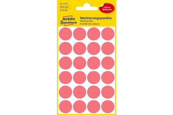 Avery-Zweckform AVERY ZWECKFORM Markierungspunkte 18mm 3172Z rot 96 Stück  