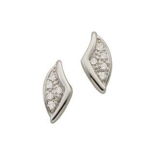 MUAU Schmuck  Clous d'oreilles or blanc 750 diamant 0,05ct. 10x5mm 