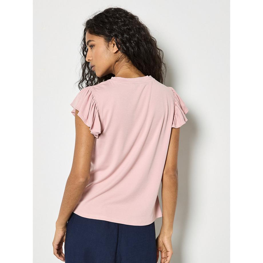 APRICOT Jersey Strick Rüschen T-Shirt  